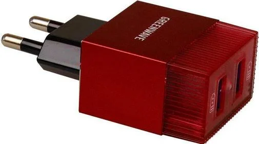 Фото: Мережевий зарядний пристрій GREENWAVE CH-TC-224L 2xUSB 2.4A червоний № 6 | KTC