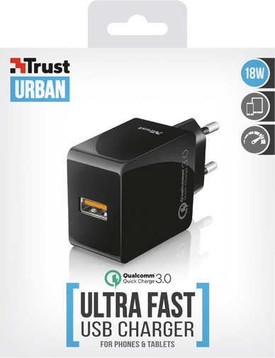 Зарядний пристрій Trust Fast QC3.0 and Auto Detect 1xUSB Black (21818)