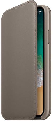 for iPhone X - Leather Folio Taupe