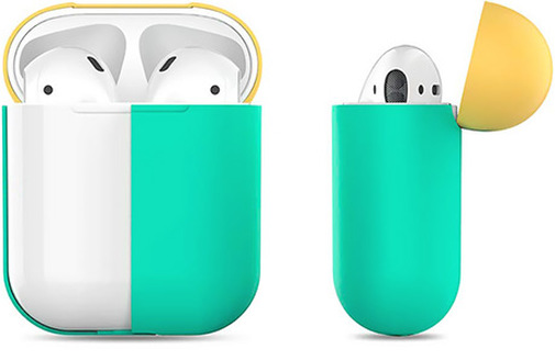 Чохол для Airpods AhaStyle Silicone Case DUO Case for AirPods X001V7NEHX Mint Green/Yellow