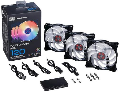 Кулер для корпуса 120x120х25mm Cooler Master MFY-B2DC-133PC-R1, 650-1300об/хв, 6-20дБ, 4pin + RGB LED контролер