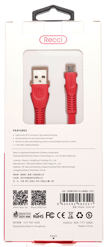 Кабель Recci RCM-D01 VOSION AM / Micro USB 1m Red (RCM-D01 Red)