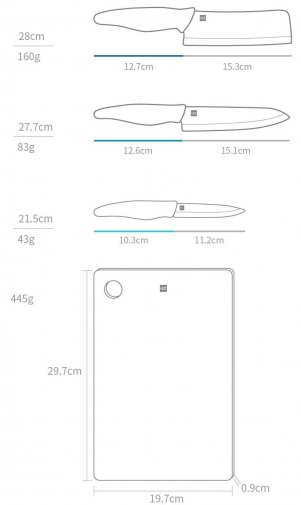 ] Набір ножів із кераміки Xiaomi Huo Hou Hot Ceramic Knife + Chopping Board Set HU0020