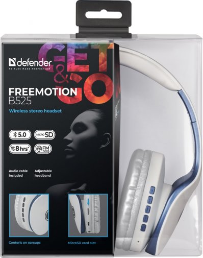 Гарнітура Defender FreeMotion B525 White/Blue (63526)