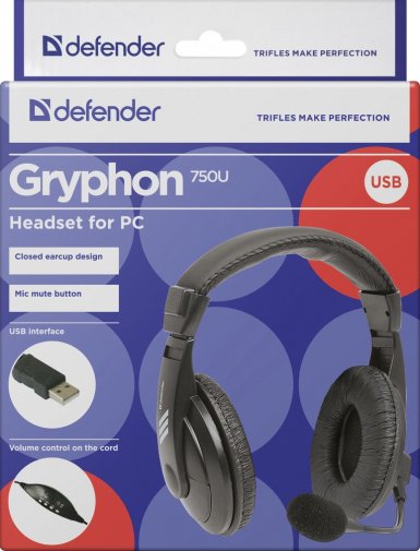 Гарнітура Defender Gryphon Gryphon 750U USB Black (63752)