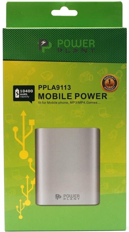  Батарея універсальна PowerPlant PPLA9113 10400mAh Silver