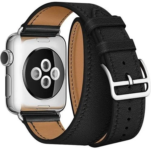 Фото: Ремінець HiC for Apple Watch 41/40/38mm - Hermes Leather Loop Band Black № 8 | KTC