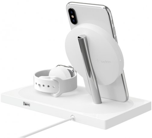 Док-станція Belkin 2in1 Wireless Pad/Stand/Apple Watch White (F8J234VFWHT-APL)