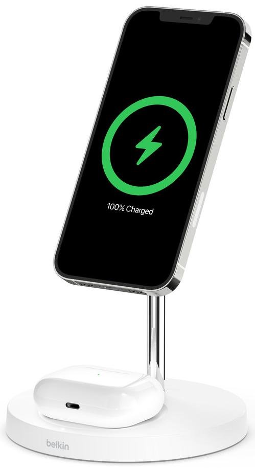 Док-станція Belkin 2in1 MagSafe iPhone 12 Wireless Charger White (WIZ010vfWH)