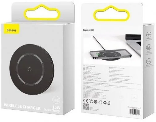 Фото: Бездротовий зарядний пристрій Baseus Simple Magnetic 15W Black (WXJK-E01) № 8 | KTC