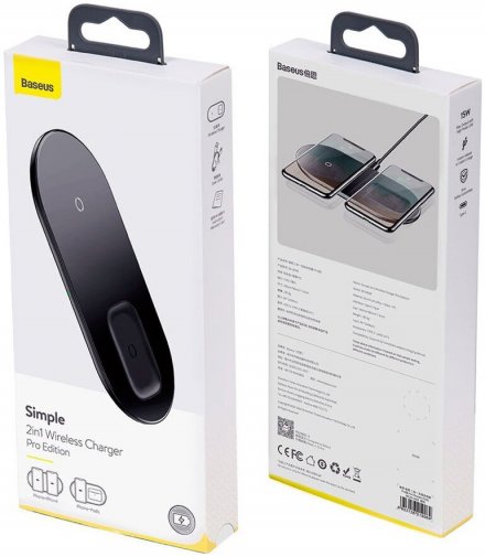 Зарядний пристрій Baseus Simple 2-in-1 Wireless Charger Pro Edition Black (WXJK-C01)