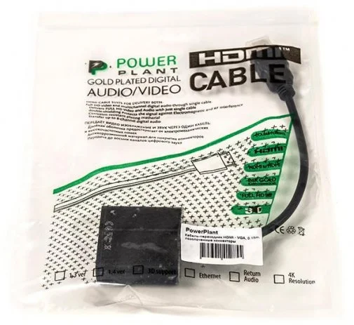 Фото: Перехідник PowerPlant HDMI / VGA Black (CA910885) № 4 | KTC