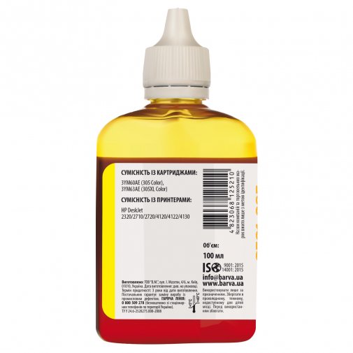  Чорнило BARVA for HP 305 Yellow 100ml (I-BARE-H305-100-Y)