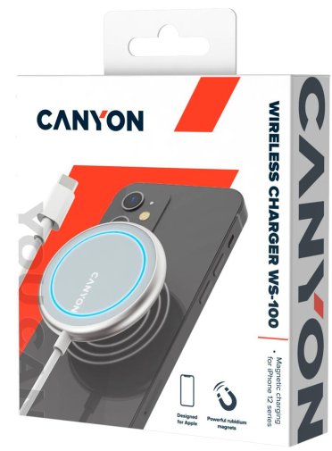 Зарядний пристрій Canyon WS-100 for iPhone 12/13 Silver (CNS-WCS100)