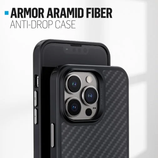 Фото: Чохол Blueo for iPhone 14 Pro Max - Armor Aramid Fiber Anti-Drop Case Black № 21 | KTC