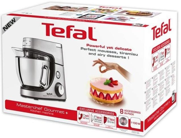 Планетарний міксер Tefal Masterchef Gourmet+ 1100Вт, 10 насадок, Stainless Steel