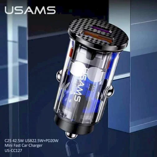 Фото: Автомобільний зарядний пристрій Usams US-CC127 C25 Transparent Black (CC127CC01) № 7 | KTC