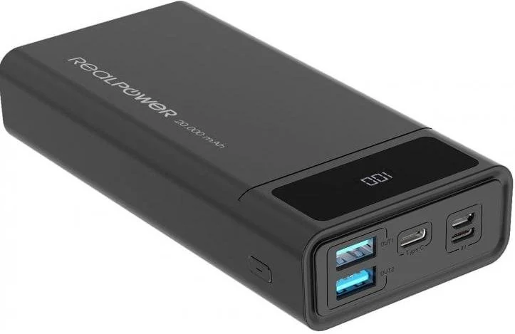 Фото: Батарея універсальна RealPower PB-20k PD 20000mAh Black № 8 | KTC