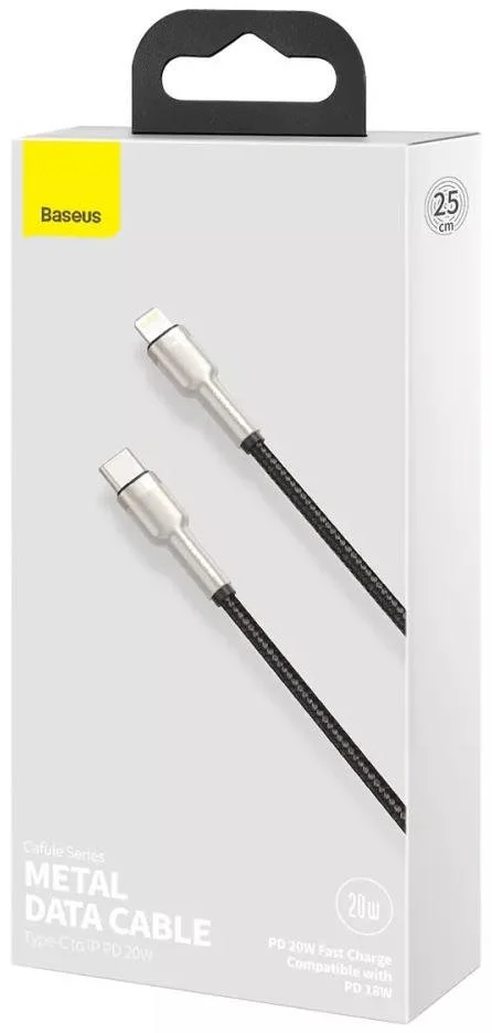 Фото: Кабель Baseus Cafule Series Metal Data 20W Type-C / Lightning 0.25m Black (CATLJK-01) № 7 | KTC