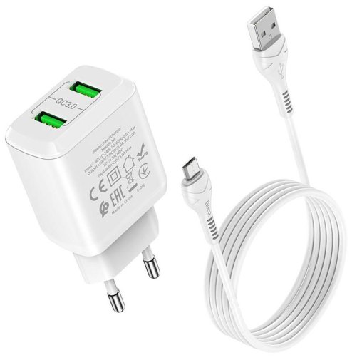 Зарядний пристрій Hoco N6 Charmer White with Micro USB cable (Hoco N6 + Cable)