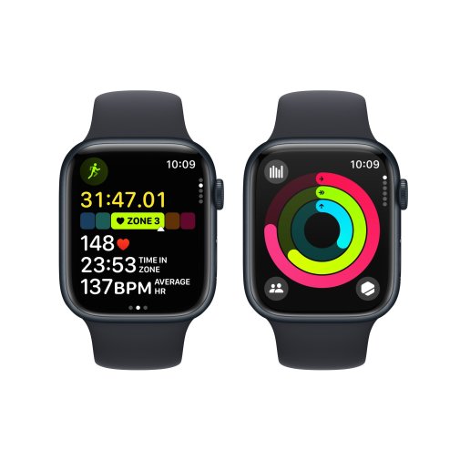 Смарт годинник Apple Watch Series 9 GPS 45mm Midnight Aluminium Case with Midnight Sport Band - S/M (MR993)