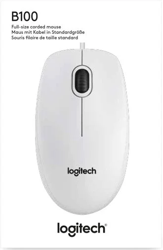 Фото: Миша Logitech B100 White (910-003360) № 7 | KTC