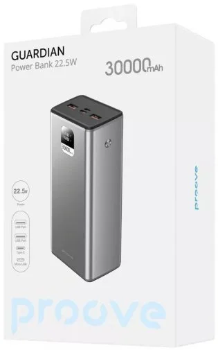 Фото: Батарея універсальна Proove Guardian 30000mAh 22.5W Metal Gray (PBG322210004) № 5 | KTC