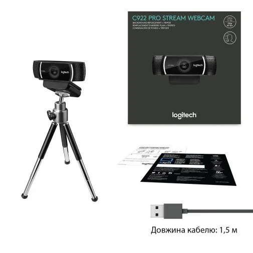 Фото: Web-камера Logitech C922 Pro Stream Black (L960-001088) № 22 | KTC