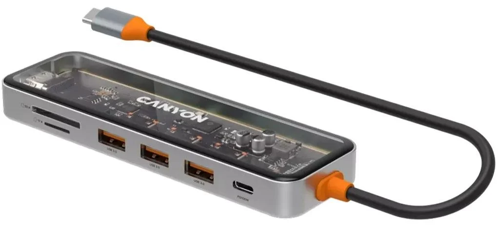 Фото: USB-хаб Canyon 7in1 DS-13 Transparent Space Grey (CNS-TDS13) № 5 | KTC