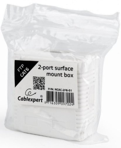 Розетка зовнішня Cablexpert FTP RJ-45 Cat.6 White (NCAC-2F6-01)