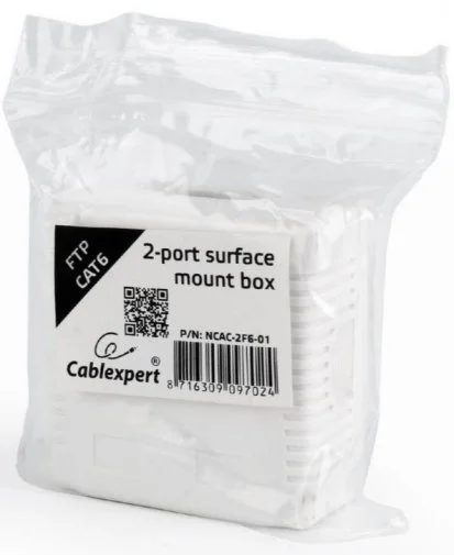 Фото: Розетка зовнішня Cablexpert FTP RJ-45 Cat.6 White (NCAC-2F6-01) № 4 | KTC