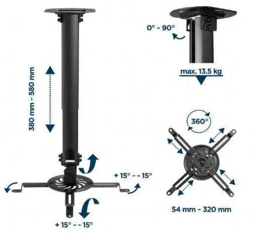 Фото: Кріплення для проектора Gembird CM-B-01 Black № 17 | KTC