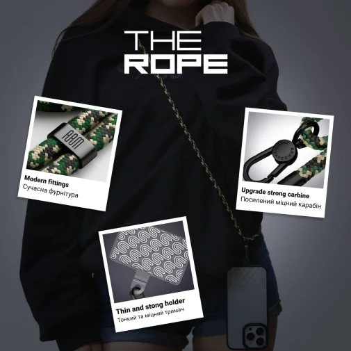 Фото: Ремінець для смартфону ArmorStandart Rope Black Military with Clear holder (ARM76092) № 10 | KTC