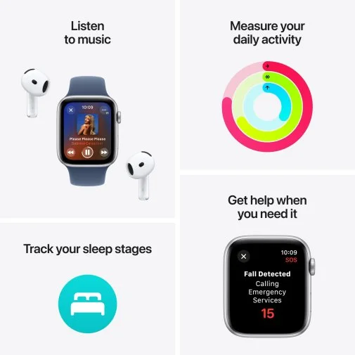 Фото: Смарт годинник Apple Watch Series SE 2 2024 GPS 40mm Starlight Aluminium Case with Starlight Sport - M/L (MXEG3) № 10 | KTC