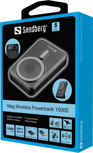 Батарея універсальна Sandberg Mag Wireless Powerbank 10000mAh 22.5W Black (420-94)