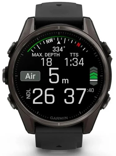 Фото: Смарт годинник Garmin fenix 8 - 43 mm AMOLED Sapphire Carbon Gray DLC Titanium with Black/Pebble Gray Silicone Band (010-02903-21) № 11 | KTC