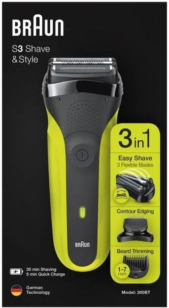 Фото: Електробритва Braun Series 3 300BT Black/Green № 10 | KTC