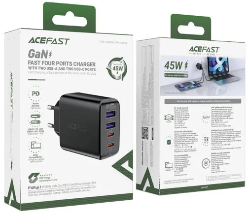 Фото: Зарядний пристрій Acefast A61 QC3.0 PD GaN 45W Black (6974316282754) № 10 | KTC