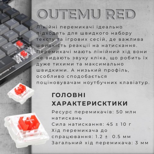 Клавіатура GamePro MK145R Red Switch Low Profile USB Dark Gray