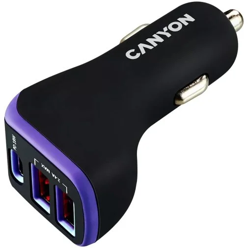 Фото: Автомобільний зарядний пристрій Canyon C-08 Black/Purple (CNE-CCA08PU) № 6 | KTC