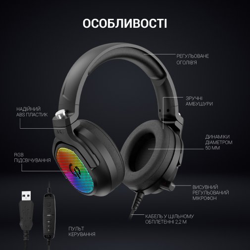 Гарнітура GamePro HS1300 7.1 RGB Black