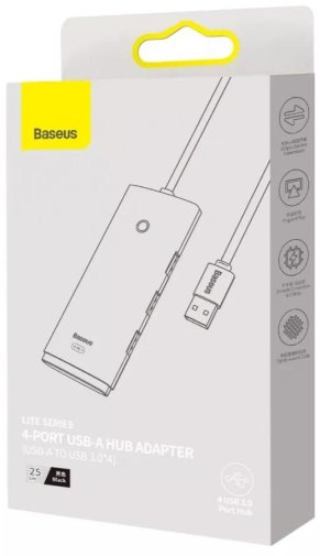 USB-хаб Baseus Lite Series 4 Port Black