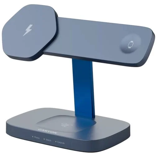 Фото: Бездротова зарядна станція Canyon Hexagon WCS-310 3in1 24W Dark Grey/Blue (CNS-WCS310DGBL) № 12 | KTC