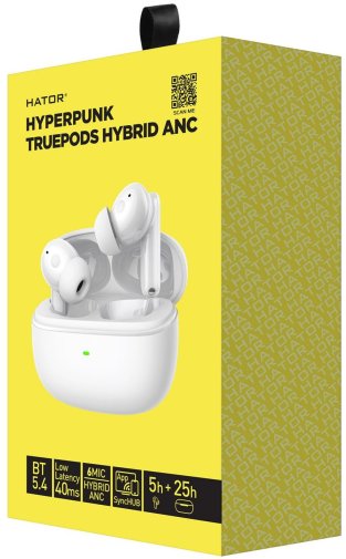 Навушники Hator Hyperpunk Truepods Hybrid ANC White (HTA432)