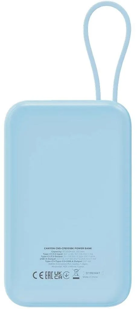 Фото: Батарея універсальна Canyon OnPower 101 10000mAh 22.5W Blue (CNS-CPB101BL) № 17 | KTC