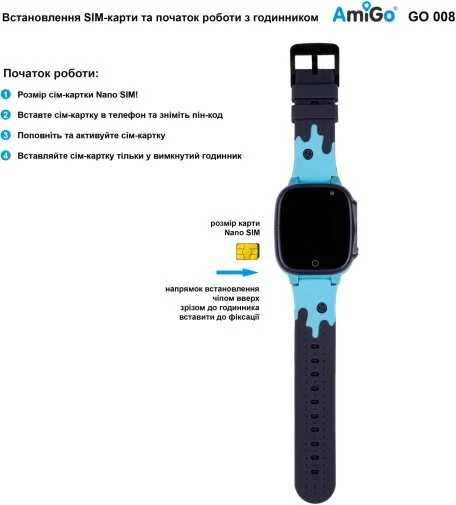 Фото: Смарт годинник AmiGo GO008 MILKY GPS WIFI Blue (GO008 Blue) № 13 | KTC