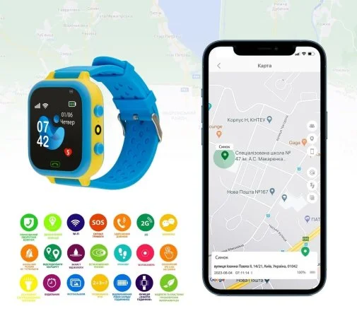 Фото: Смарт годинник AmiGo GO009 Blue-Yellow № 12 | KTC