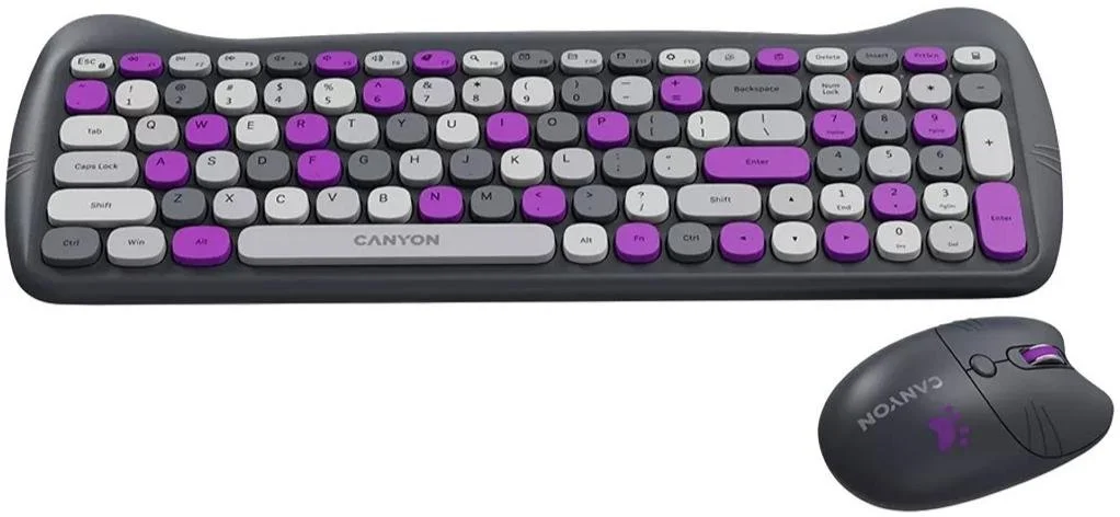 Фото: Комплект клавіатура+миша Canyon HSET-W6 Kitty Edition Wireless Violet (CNS-HSETW6VT) № 9 | KTC