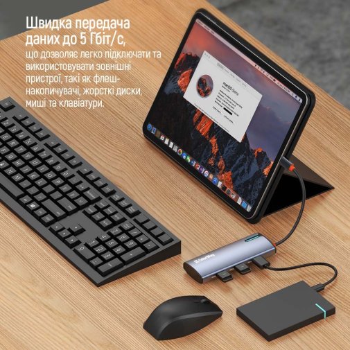 USB-хаб ColorWay USB-C PD 100W 4K 5in1 (CW-HUB01)