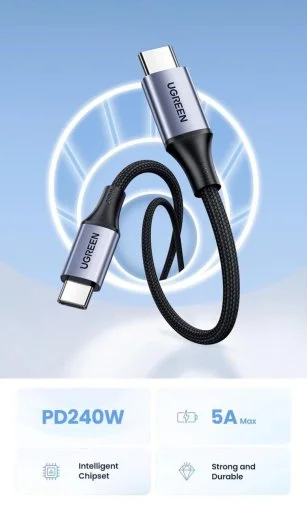 Фото: Кабель UGREEN US535 240W Type-C / Type-C 1m Space Gray (US535/15311) № 18 | KTC